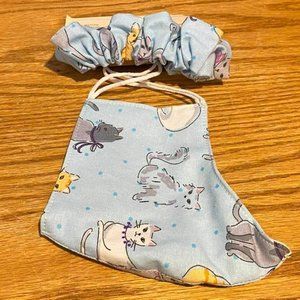 Fabric Face Mask & Matching Scrunchie/Cats
